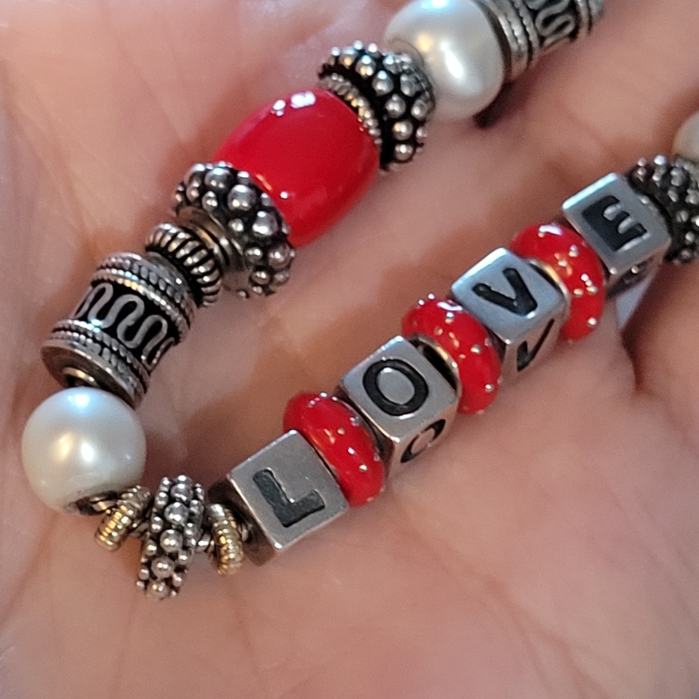 Sterling Silver love bead bracelet